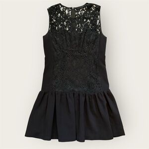 Aryn K Black Sleeveless Lace Drop Waist Party Date Night Mini Dress